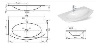 Раковина Эстет Мальта ФР-00000785 91см белый